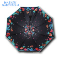 Großhandelsneues Entwurfs-schöne kundenspezifische Förderung-Geschenke der Damen-Großhandel UV-beständiger Sonnenschirm Sun-Regen-3 faltete Blumen-Regenschirm-Frauen